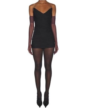Mugler Draped Mini Dress - Black