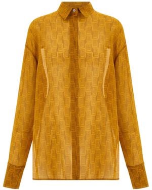 Ferragamo Ferragamo Gancini Jacquard Semi-Sheer Shirt - Yellow