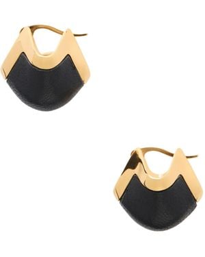 KHAITE Lotus-Plated And Leather Drop Earrings - Metallic