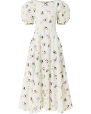 Gabriela Hearst Ranya Floral-Print Linen-Twill Dress - White