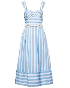 Rebecca Vallance Nilah Striped Belted Cotton Midi Dress - Blue