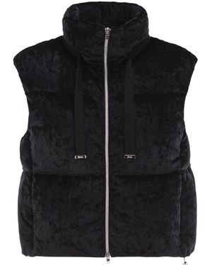 Herno Velvet-Effect Padded Gilet - Black