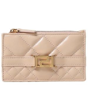 Versace Greca Goddess Quilted Zipped Card Holder - Natural