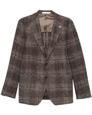 Tagliatore Check-Pattern Single-Breasted Blazer - Brown