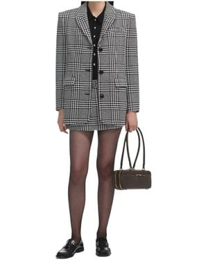 Self-Portrait Houndstooth Blazer - Grey