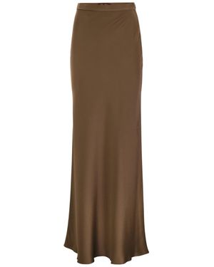 Max Mara Studio Rimini Satin Midi Skirt - Brown