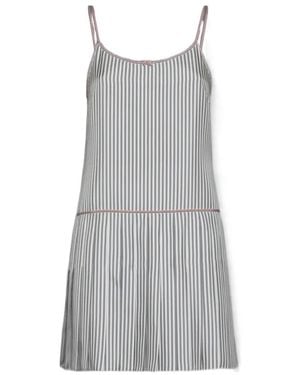 Thom Browne Striped Pleated Minidress - Grey
