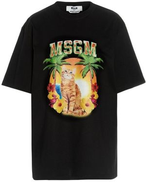 MSGM Logo Printed T-Shirt - Black