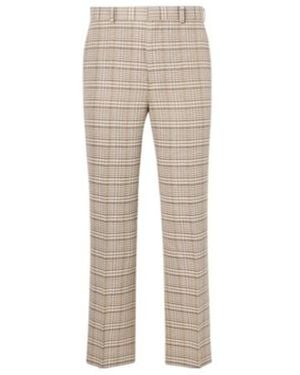 AURALEE Checked Silk And Linen Tweed Straight Pants - Natural