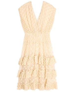 Dries Van Noten Ruffled Mesh Dress - Natural