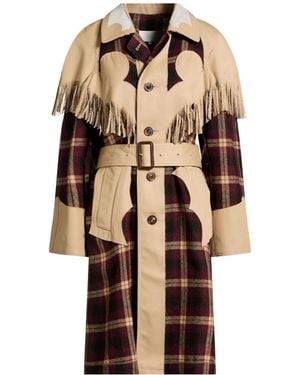 Maison Margiela Plaid Long Coat - Natural