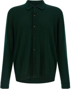 Roberto Collina Shirt-Collar Button Cardigan - Green