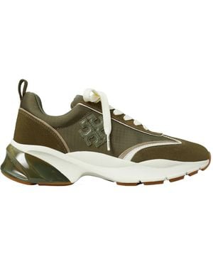 Tory Burch Logo-Patch Lace-Up Trainers - Green