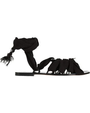 Tory Burch Woven Ribbon Flip-Flops - Black