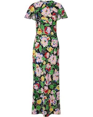 RIXO London Jeannie Floral Silk Maxi Dress - Green
