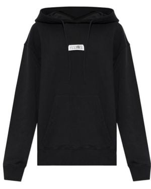 MM6 by Maison Margiela Long-Sleeve Hooded Sweatshirt - Black