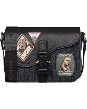 Dior Small Saddle Messenger Bag With Flap - Black