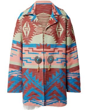 Fortela Fringed-Trimmed Jacquard Pure Cotton Jacket - Blue