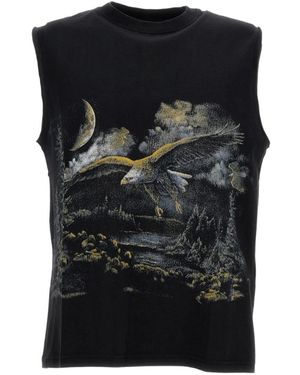 ROA Fai Pattern-Printed Sleeveless Tank Top - Black