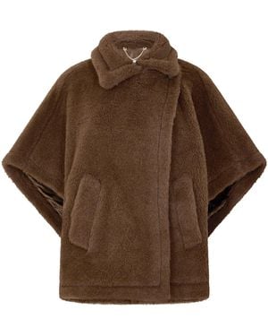 Max Mara Fuzzy Teddy Cape Coat - Brown