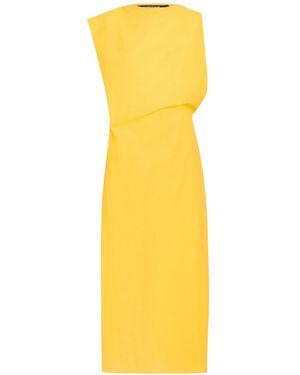 Jacquemus La Robe Drap Draped Cotton-Blend Midi Dress - Yellow