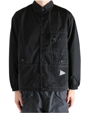 and wander Contrast-Stitch Pocket-Detail Jacket - Black