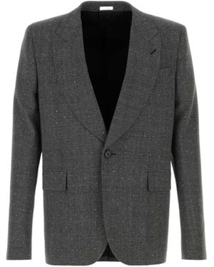 McQueen Single Breasted Embellished Jacket - Grey