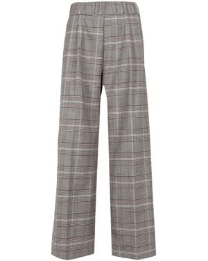 Semicouture Plaid Wide-Leg Casual Trousers - Grey