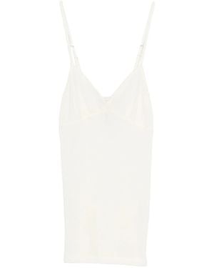 forte_forte Embroidered Wool Ribbed Jersey Tank Top - White