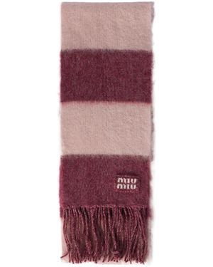【関税&送料込】Miu Miu Striped Mohair Blend Scarf Miu Miu Striped wool scarf with fringes | TheDoubleF