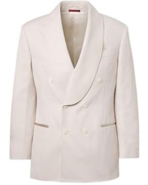 Brunello Cucinelli Double-Breasted Silk Blazer - Natural