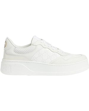 Gucci Gg Supreme-Canvas 55Mmm Leather Sneakers - White