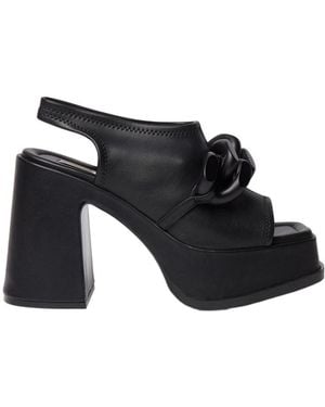Stella McCartney Chain-Linked Slip-On Heeled Sandals - Black