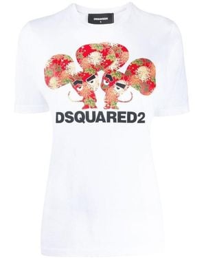 DSquared² Printed Detail T-Shirt - White