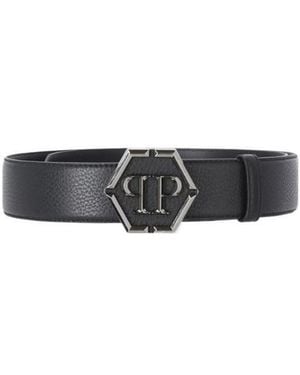 Philipp Plein Hexagon-Logo Buckle Belt - White