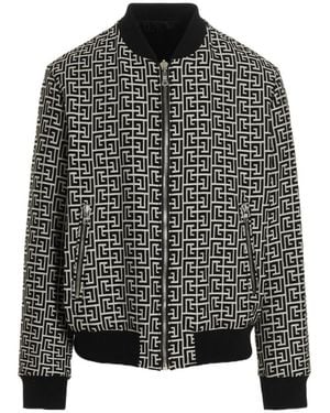 Balmain Logo Monogram Reversible Bomber Jacket - Black
