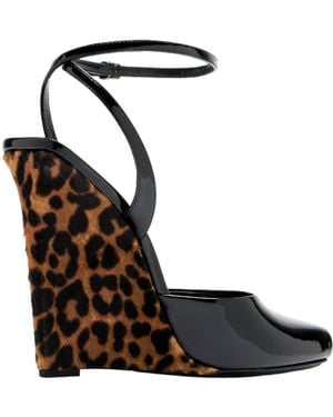 Saint Laurent La Scandale Wedge Sandals - Black