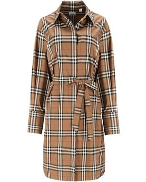 Burberry Check Stretch Cotton Shirt Dress - Multicolor