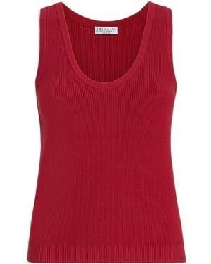 Brunello Cucinelli Ribbed Tank Top - Red