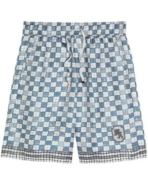 Amiri Checked Silk Shorts - Blue