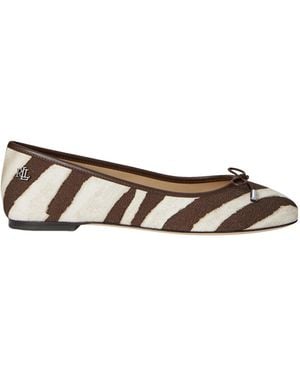 Ralph Lauren Metallic Bow Flat Shoes - Brown