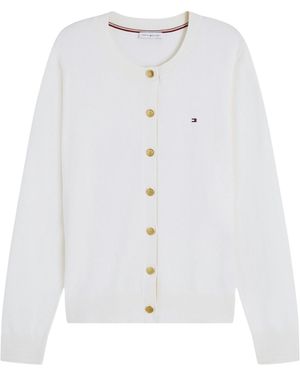 Tommy Hilfiger Jersey Crew Neck Cardigan - White