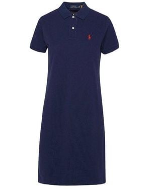 Polo Ralph Lauren Logo Embroidered Polo Dress - Blue