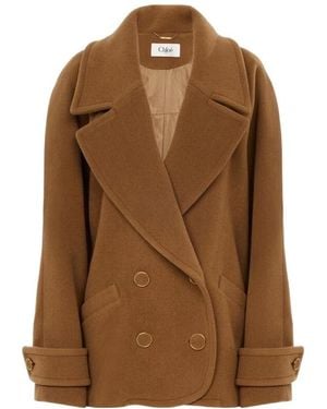 Chloé Double-Breasted Short Coat - Brown