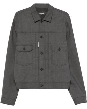 DSquared² Button-Up Pocket-Detail Jacket - Grey