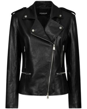 Dondup Asymmetric Zip Leather Biker Jacket - Black