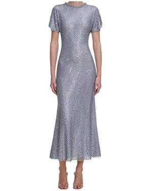 Self-Portrait Embellished Mesh Midi Dress - Blue