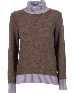 K-Way High-Collar Knit Jumper - Brown