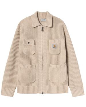 Carhartt Logo Patch Zip Chore Cardigan - Natural