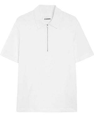 Jil Sander Short Sleeve Knitted Polo Shirt - White